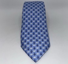 Vineyard Vines Mens Silk Tie Light Blue Whales Anchors Nautical Prep EASY REPAIR