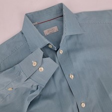 Eton Contemporary Striped Dress Shirt Mens 15 1/2 39 Blue White Cotton