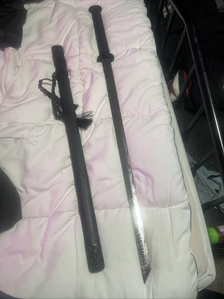 Меч танто ниндзя ручной работы накладной монтаж углеродистая сталь прямое лезвие с ножнами --- - Изображение 3 из 3