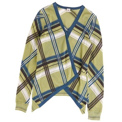 Hermes Cardigan Gaultier Knit Plaid Cotton Top Womens 34 (equivalent Used MOLO-0