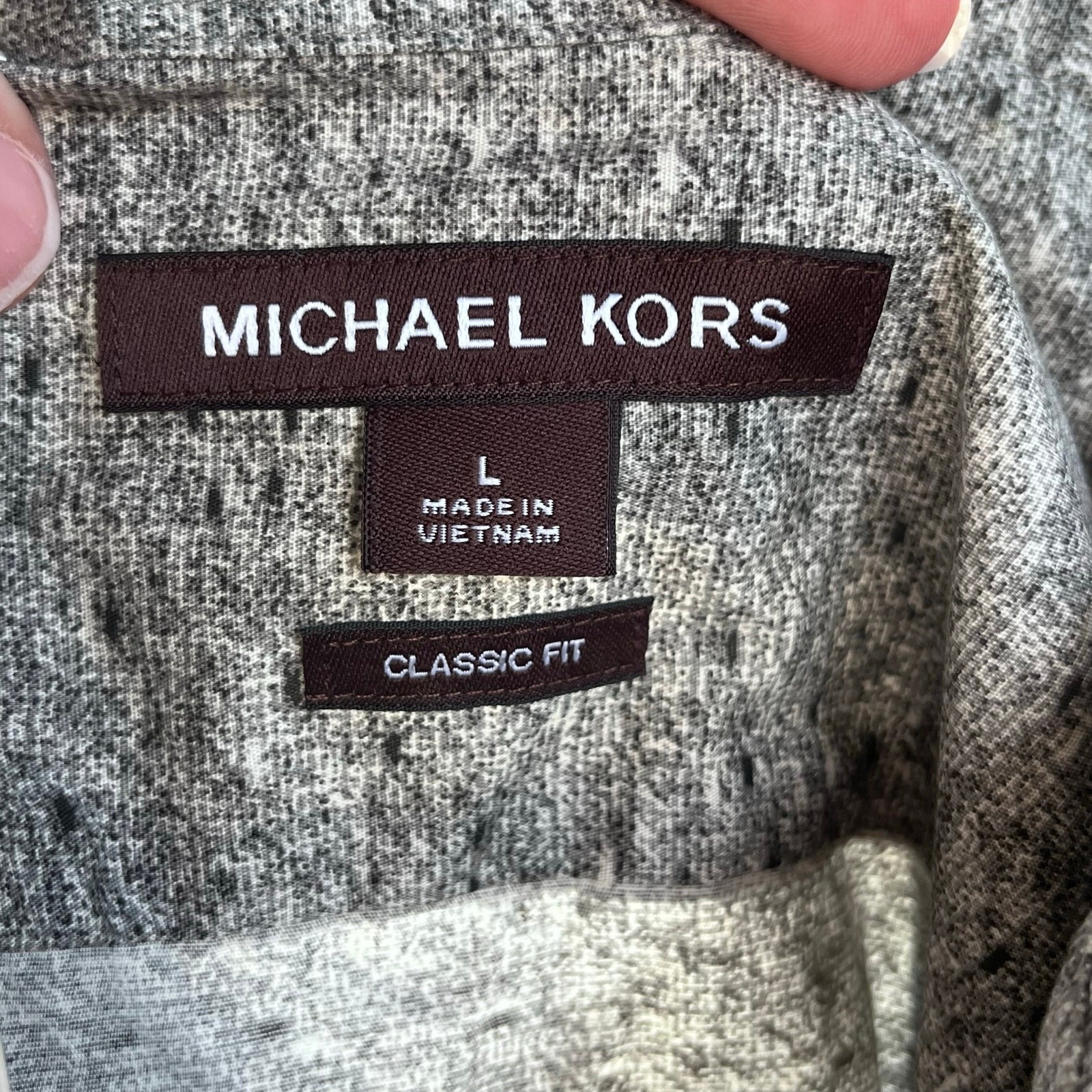 Michael Kors Men's Grey Printed Button Down Dress Shirt Size L. NEW thumbnail 7