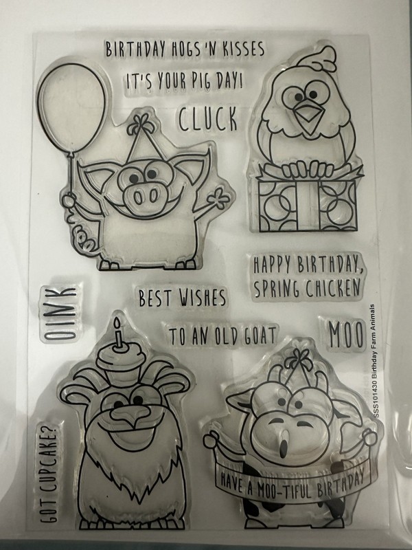 NEW/REPACKAGED Simon Says Stamp Birthday Farm Animals & Matching Dies