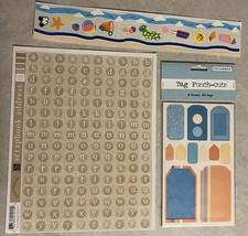 Scrapbook sticker Embell 3 Pc lot Sayings Alphabet Letters Camping Beach Border