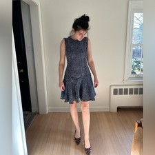 Michael Kors Italy tweed drop waist fit flare blue sleeveless mini 4 Chanel vibe