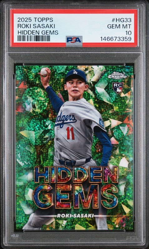 2025 TOPPS HIDDEN GEMS #HG33 ROKI SASAKI ROOKIE RC PSA 10