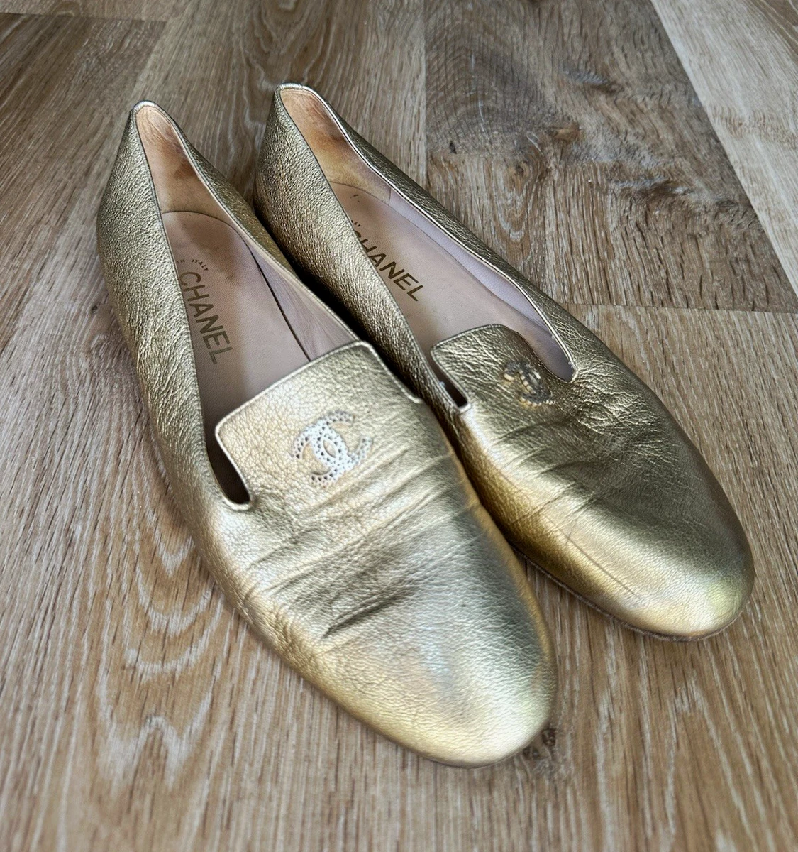 CHANEL Gold Flats for Women for sale - eBay