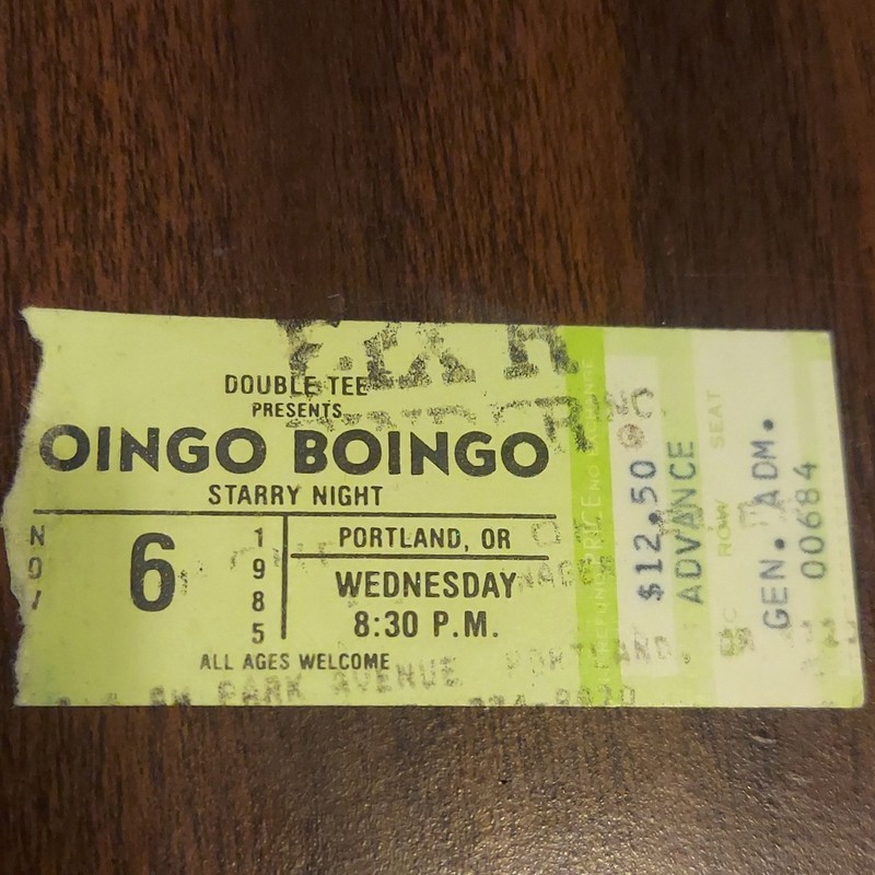 Oingo Boingo Original Vintage Concert Ticket Stub, Portland OR 1985 Starry Night