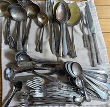 Lot of Vintage Silverplate Serving Spoons, Forks, Spoons