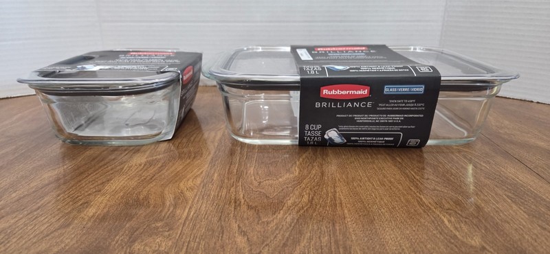 NEW Rubbermaid 3.2 Cup And 8 Cup Brilliance Glass Food Storage Containers