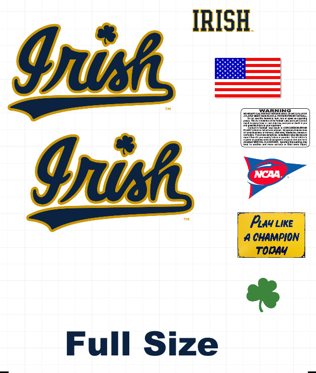 Notre Dame Fighting Irish Full Size FS Football Helmet Decals