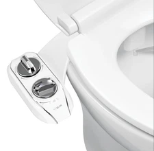 LUXE Bidet NEO 185 Plus Chrome – Dual Nozzle, Bidet Attachment, EZ-Lift Hinges