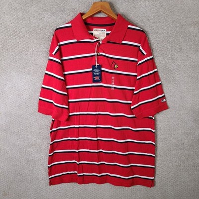 Pressbox Louisville Cardinals Shirt Mens XXL Red Striped Polo NCAA Cotton NEW