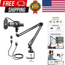 USB Microphone Kit, PC Podcast Recording Cardioid Condenser Computer Mic Set ...