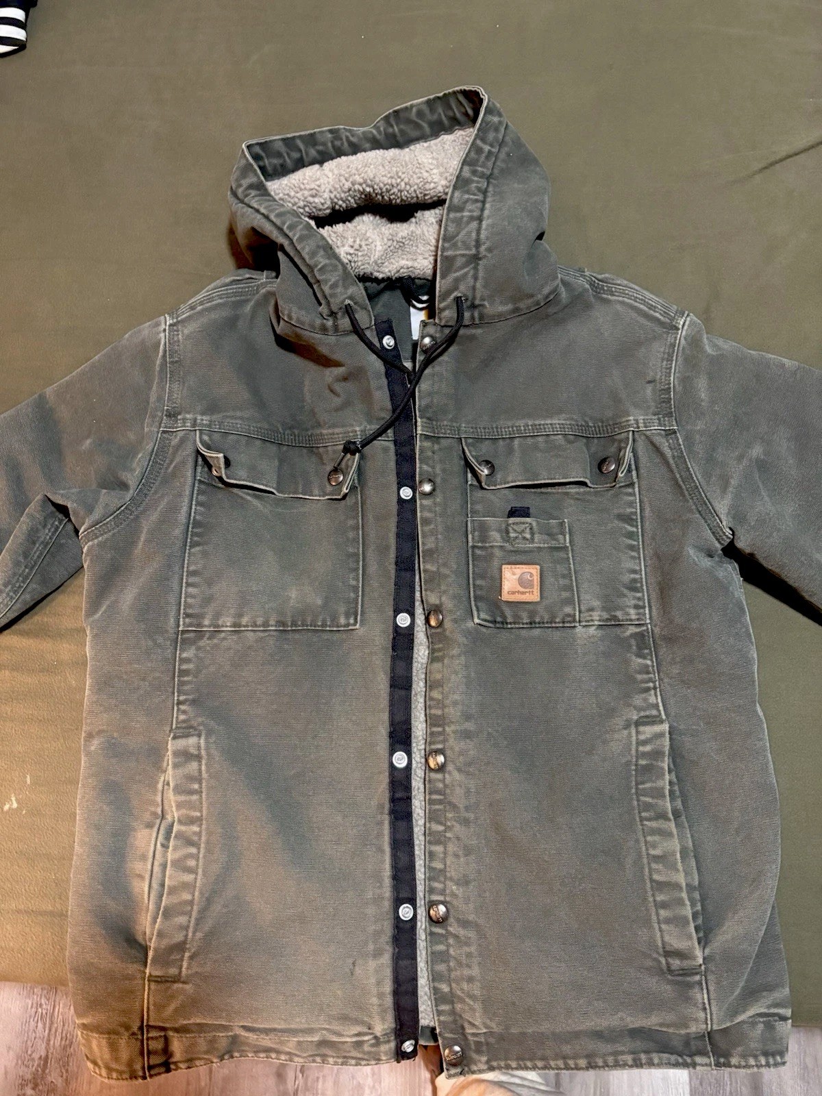 Carhartt hooded sherpa lined work jacket