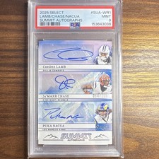 2025 Panini Select Summit Autographs Lamb Chase Nacua #SUA-WR1 /100 PSA 9