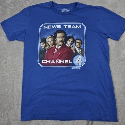 Anchorman Channel 4 News Team Shirt Mens Large Blue Paramount Movie Comedy Tee