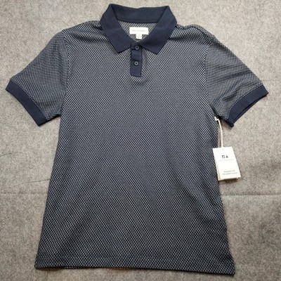 Free Assembly Jacquard Knit Polo Shirt Mens Small Golf Sports Checkered