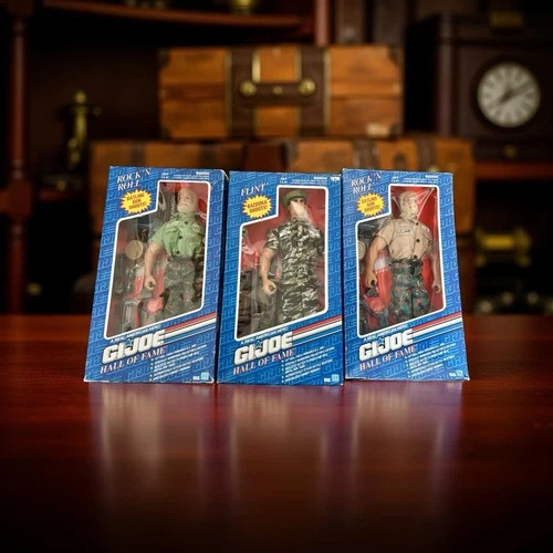3 92’ Vintage GI Joe Hall of Fame “Rock & Roll” 12’ Dolls in Orig Box, Working!