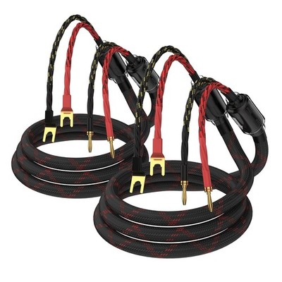 Tertullus 1 Pair HiFi 2.5m/8.20ft OFC Speaker Cable with Banana to Spade Plug...