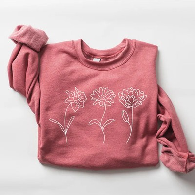 Personalized Birth Month Flower Sweatshirt Custom Gift