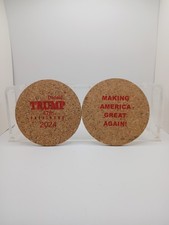 Donald Trump 4 Piece Set of 4 Inch Round Coasters Made In USA Brand New In Box