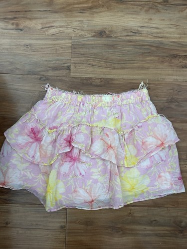 Love Shack Fancy Pink Multicolored Silk Cotton Blend Skirt