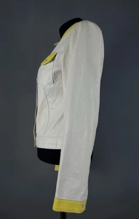 Santacroce Firenze Women’s Fitted Leather Jacket Made in Italy Beige Size 40 - Image 4 of 4