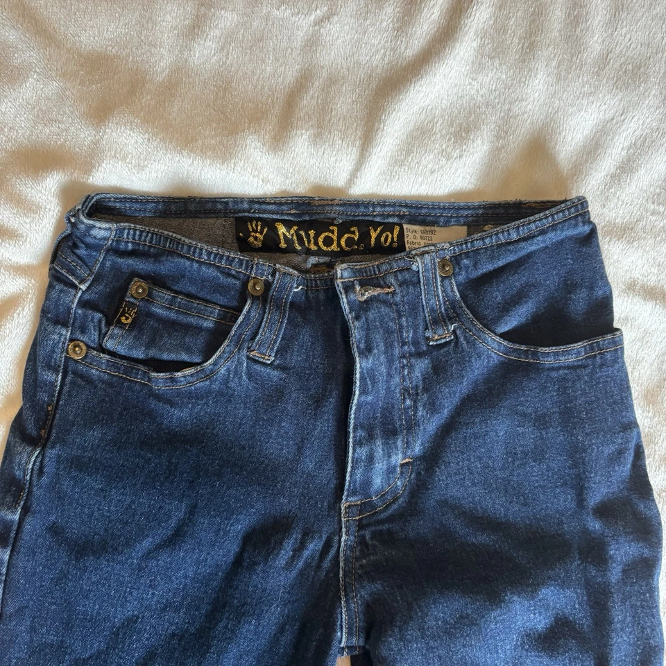 Vintage Mudd Yo Low Rise Youth Jeans Sz 8 Hip Hugger Lace Up Flare Distressed - Image 3 of 4