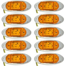 4-LED RED/AMBER 4" x 1.65" Mini Side Marker Red Light with Chrome Bezel,
