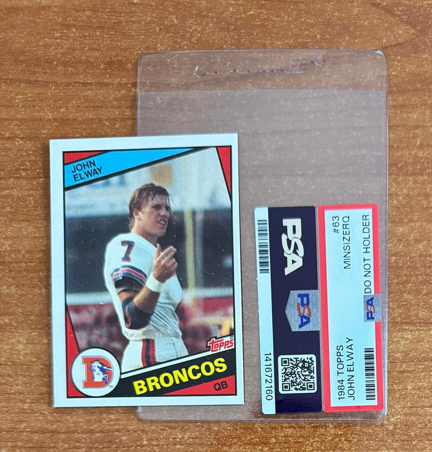 vintage PSA MINSIZERQ 1984 TOPPS JOHN ELWAY ROOKIE RC #63 NFL FOOTBALL CARD