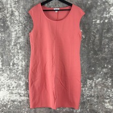 Nine West Size L Sleeveless Scoop Knee Length Shift Dress Pink Pullover Casual