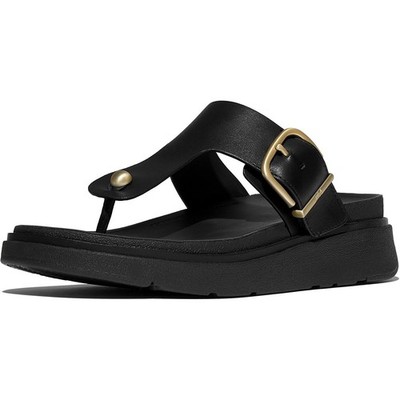 Fitflop Gen-FF Zehenstegsandalen Leder Damen schwarz