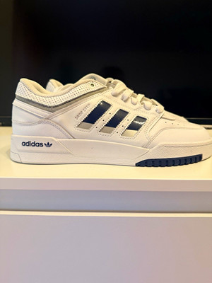 adidas Drop Step Herren Low Top Sneaker Leder Schnürung Weiß/Blau/Grau EU 42