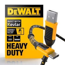 DEWALT Heavy Duty USB C Cable, Premium Braided Nylon USB A to Type C Charger Cab
