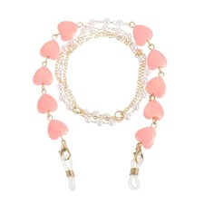 Beads Eyeglass Chain Pearl Glasses Strap Retainer Chain Deep Pink Heart 