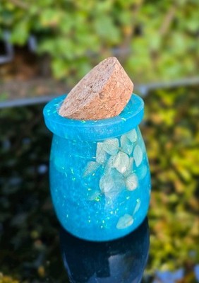 Decorative Jar Blue Epoxy Resin Handcraftet Art Piece Home Decor Gift Idea
