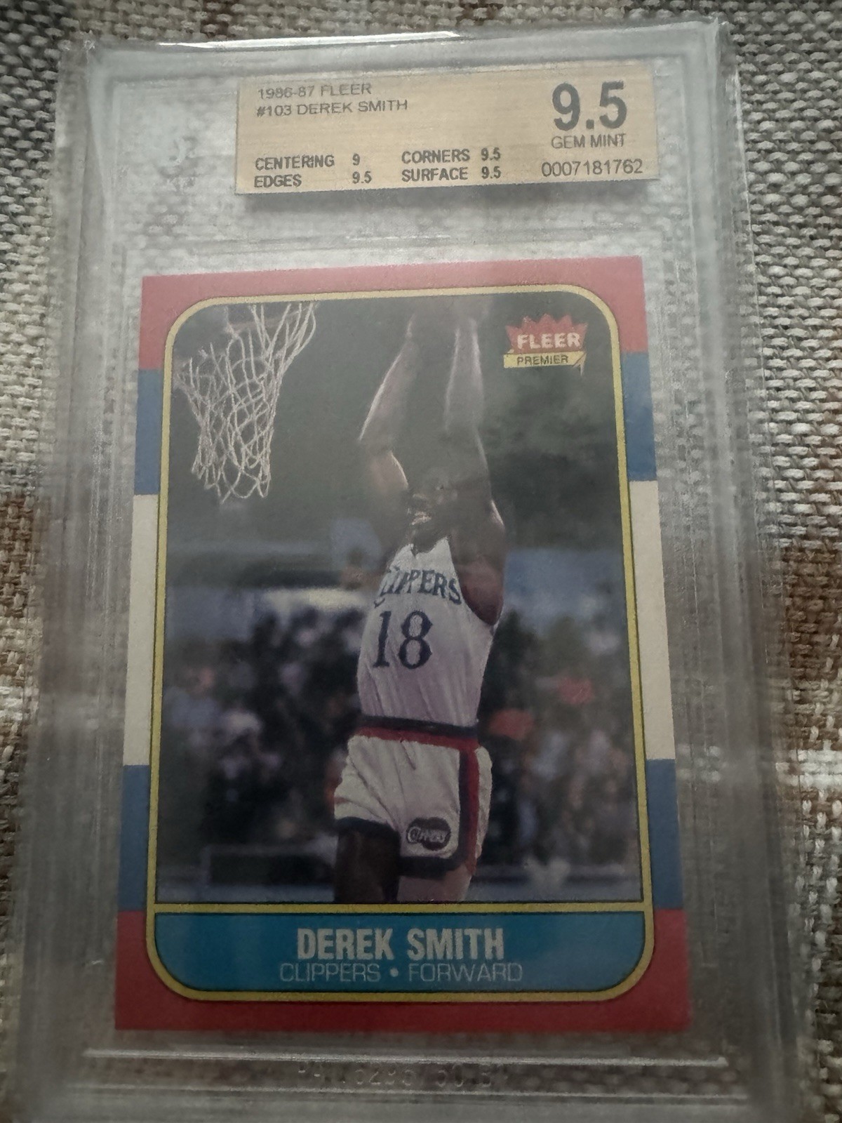 1986-87 Fleer Basketball #103 Derek Smith Los Angeles Clippers BGS 9.5