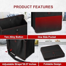 Yssoa Foldable Car Trash Can With Storage Pockets Car Garbage Can Black