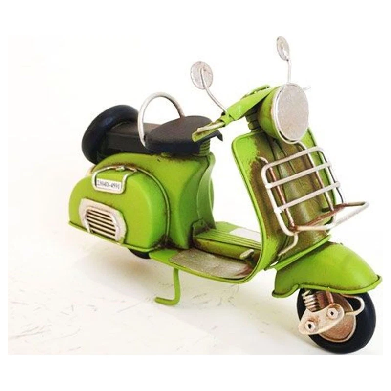 Scooter in Metallo Modellino Vintage Verde 16,5x7,5x11,5 cm Retro Soprammobile, fotografia 5 di 9