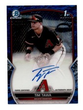 TIM TAWA 2023 BOWMAN CHROME ROOKIE BLUE MOON REFRACTOR AUTO RC #047/150 T6620