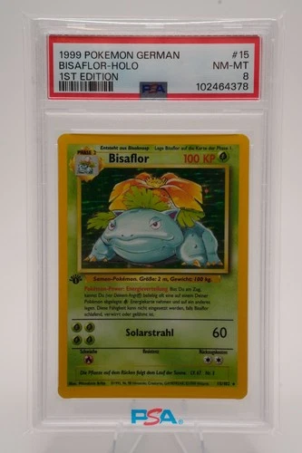 Pokemon Venusaur 1st Edition Holo PSA 8 Base Set German Bisaflor 15/102 WOTC