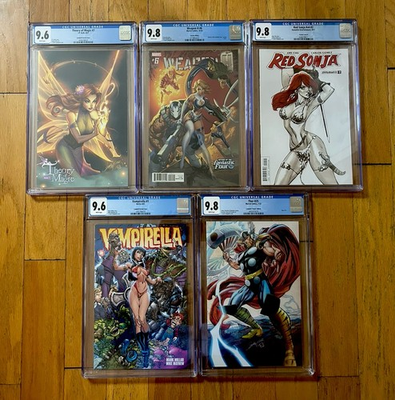 #ad CGC 9.8 6 J Scott Campbell 1:100 Comic Lot Red Sonja 2 Theory Magic Vampirella 1 $319.00