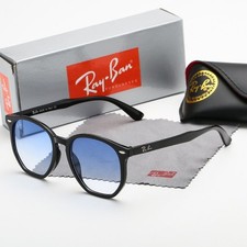 New Ray-Ban RB4306 Clubmaster Sunglasses Black Frame Blue Gradient Lens UV