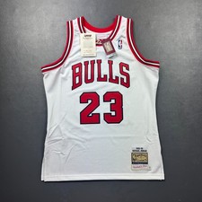 100 Authentic Michael Jordan Mitchell Ness 95 96 Chicago Bulls Jersey Size 44 L
