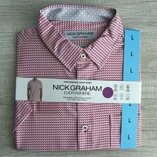 Nick Graham Performance Red Stretch Sport Short Sleeve Woven Shirt Size Large