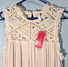 NWT Xhilaration Sundress Women M Midi Ivory Gauzy Lace Sleeveless Peasant Boho