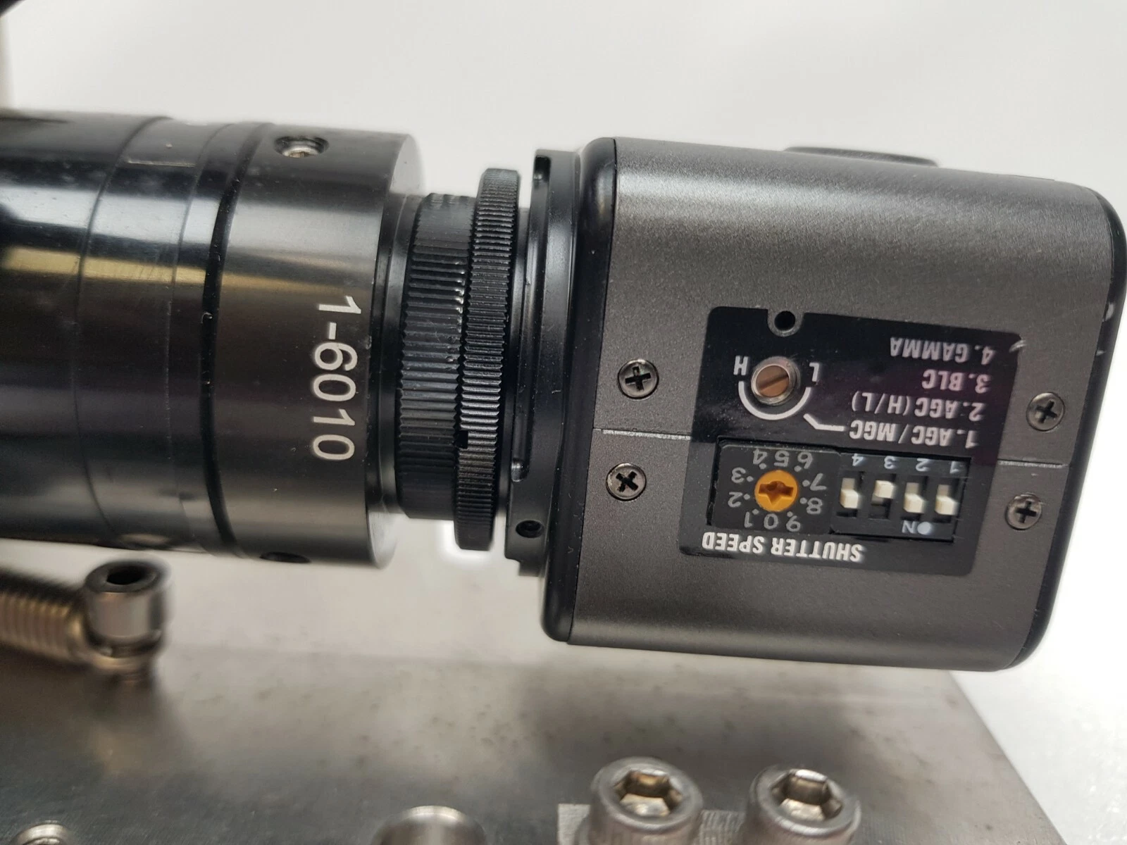 Navitar 1-6010 C-mount coupler joined to the Watec WAT-231S2 camera