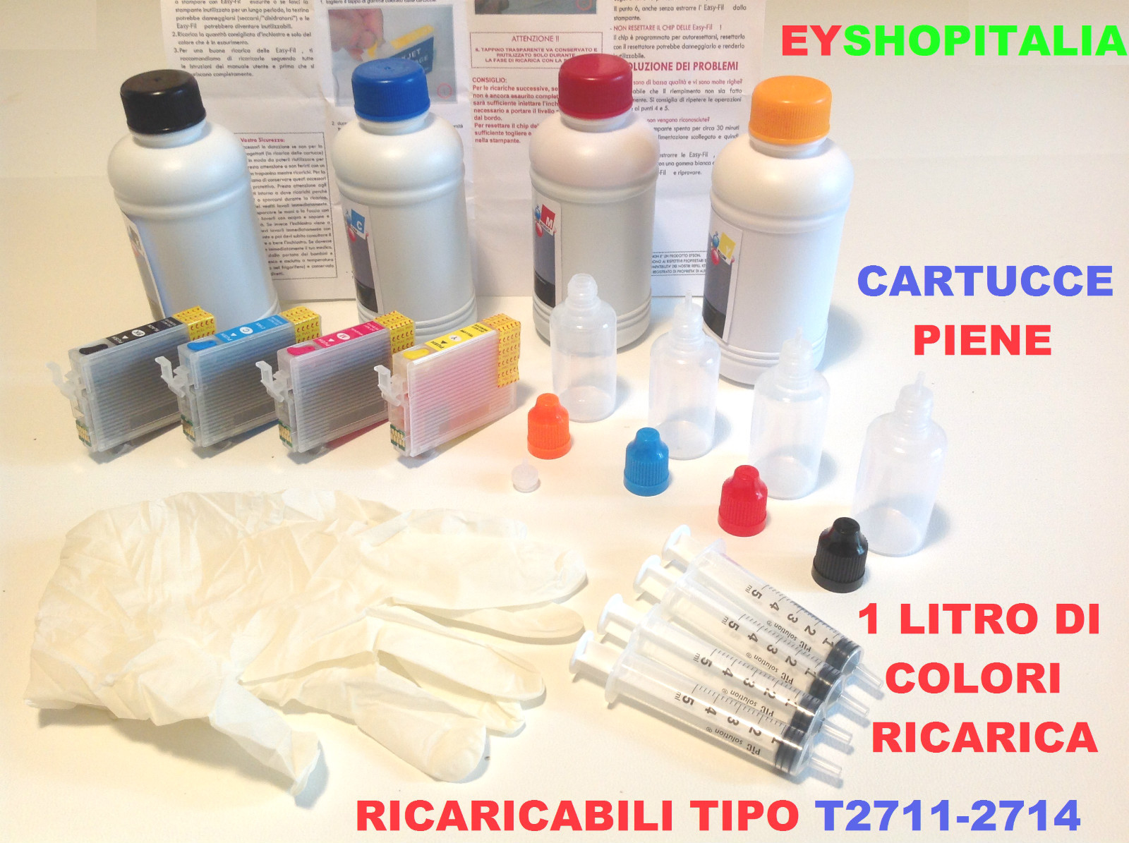 KIT CARTUCCE COMPATIBILI CON EPSON 27XL INCHIOSTRI 1 LITRO STAMPANTE  7620DTWF