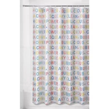 Essential Home Fabric Shower Curtain -   Squeaky Clean" and "Bubblicious