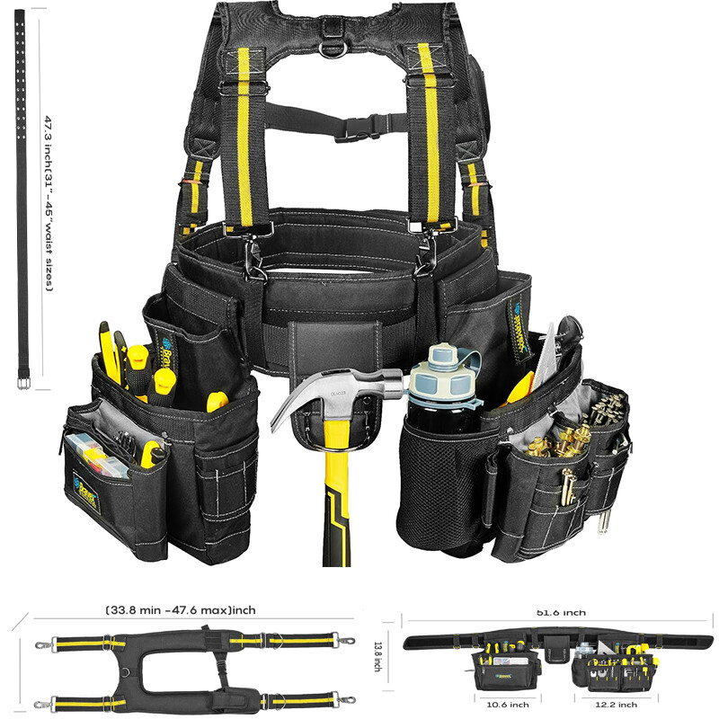 Tool Belt Suspenders Vest Pro Ultra 20 Bags Y-Style Pouch For Framers Carpenter